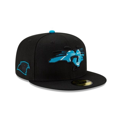 Black Carolina Panthers Hat - New Era NFL State Logo Reflect 59FIFTY Fitted Caps USA9207635